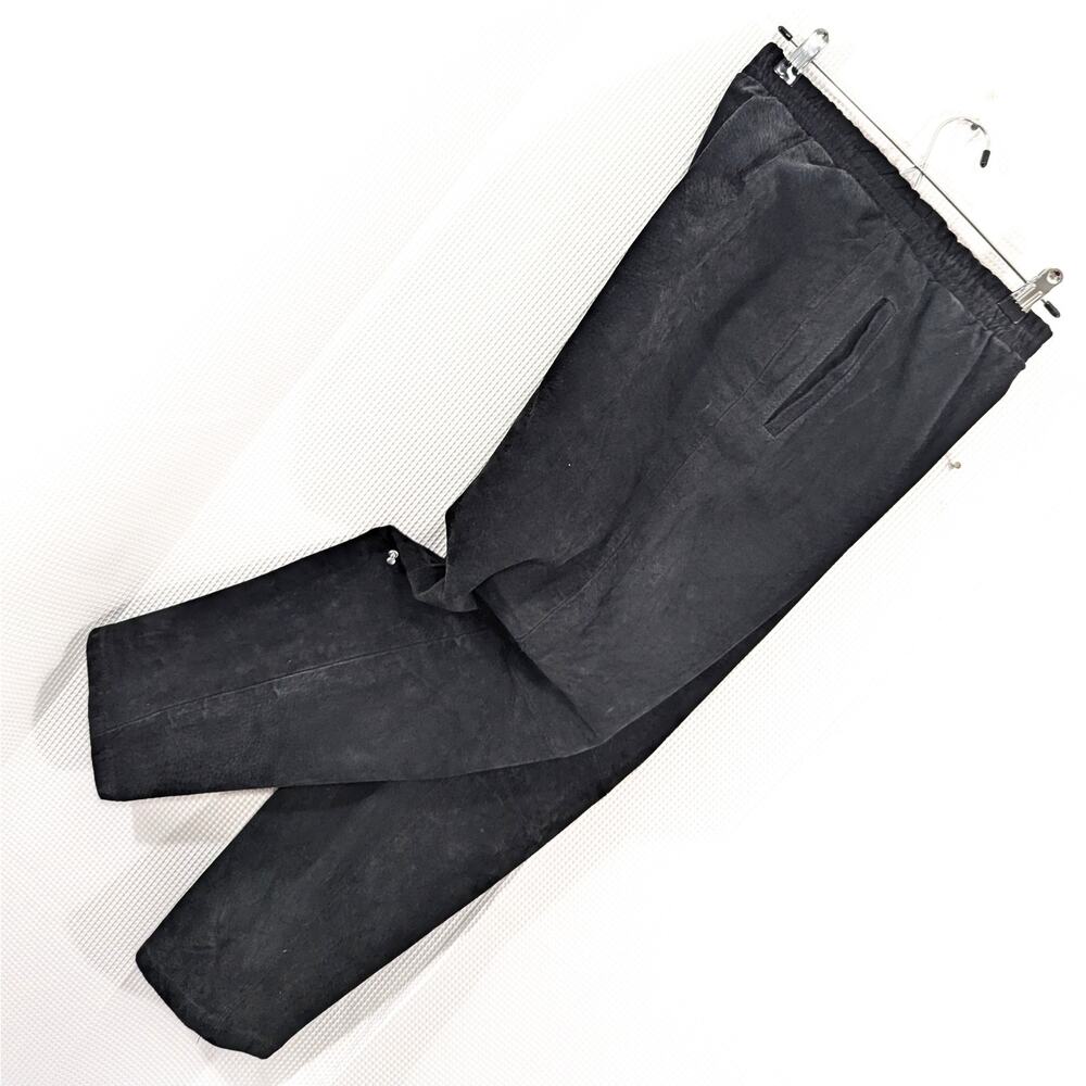 Chaus! Luxe Black Genuine Suede Leather Elastic Waist Slacks, Pants! Sz 8